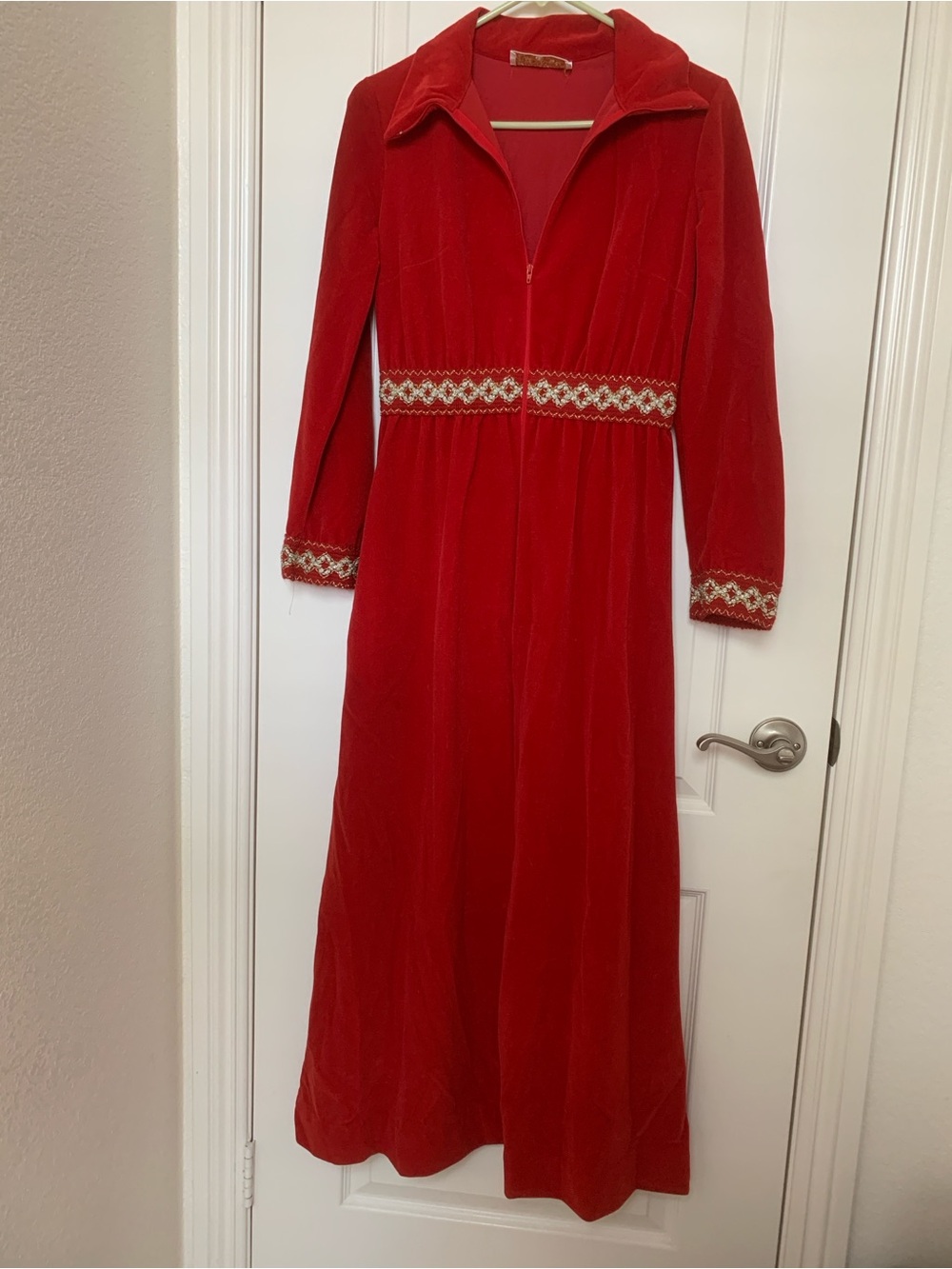 Vintage Gossard Red Velvet Empire Maxi Dress P